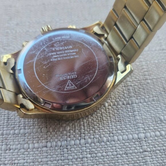 Guess Women Wristwatch Crystals Accent Bezel Gold Tone Multi Function Watch - Picture 11 of 12